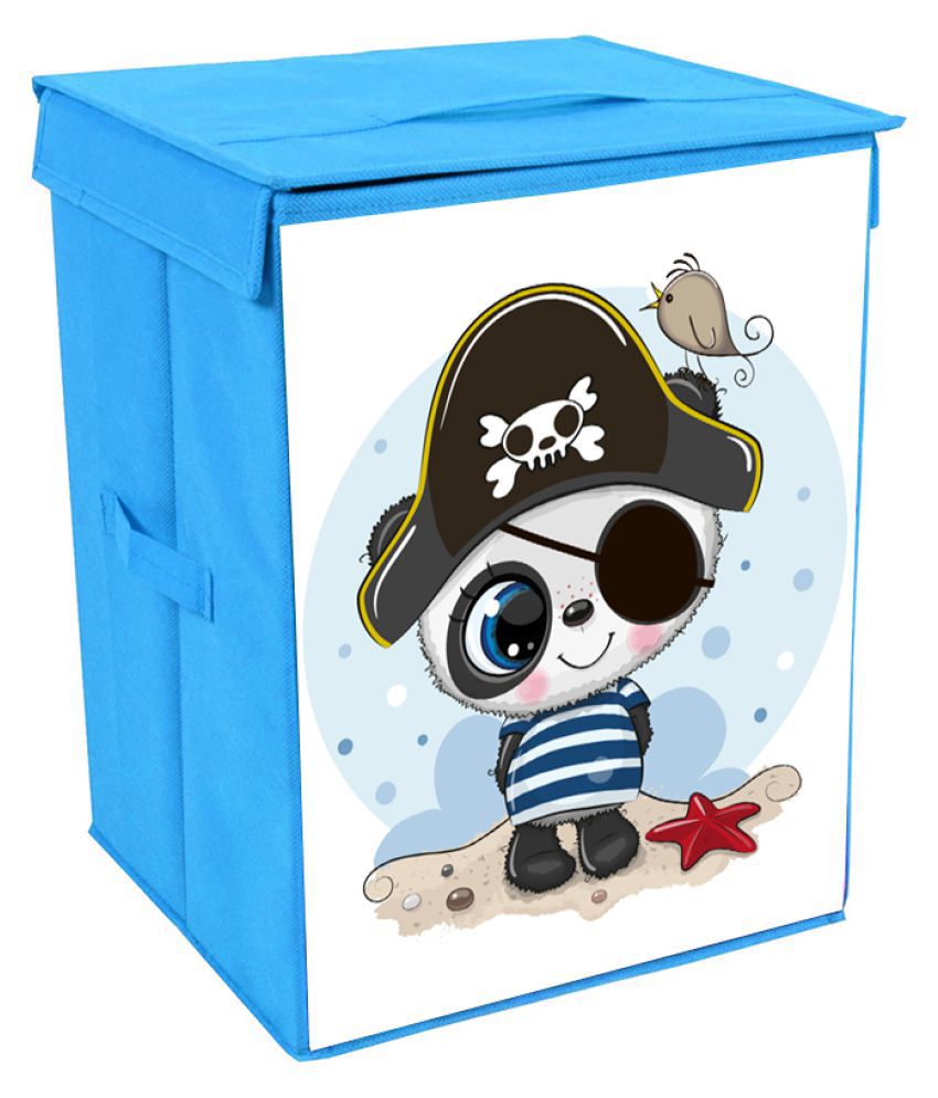     			PrettyKrafts Toys Organizer Storage Box with Top Lid for Baby Boy's and Baby Girl's Pirate Print(Pack of 1)