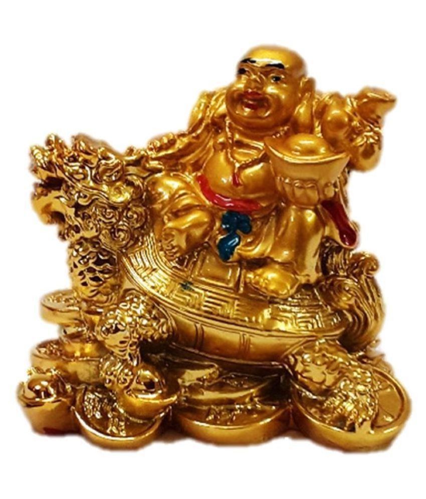     			AFTERSTITCH laughing Buddha on tortoise Resin Buddha Idol 7 x 7 cms Pack of 1