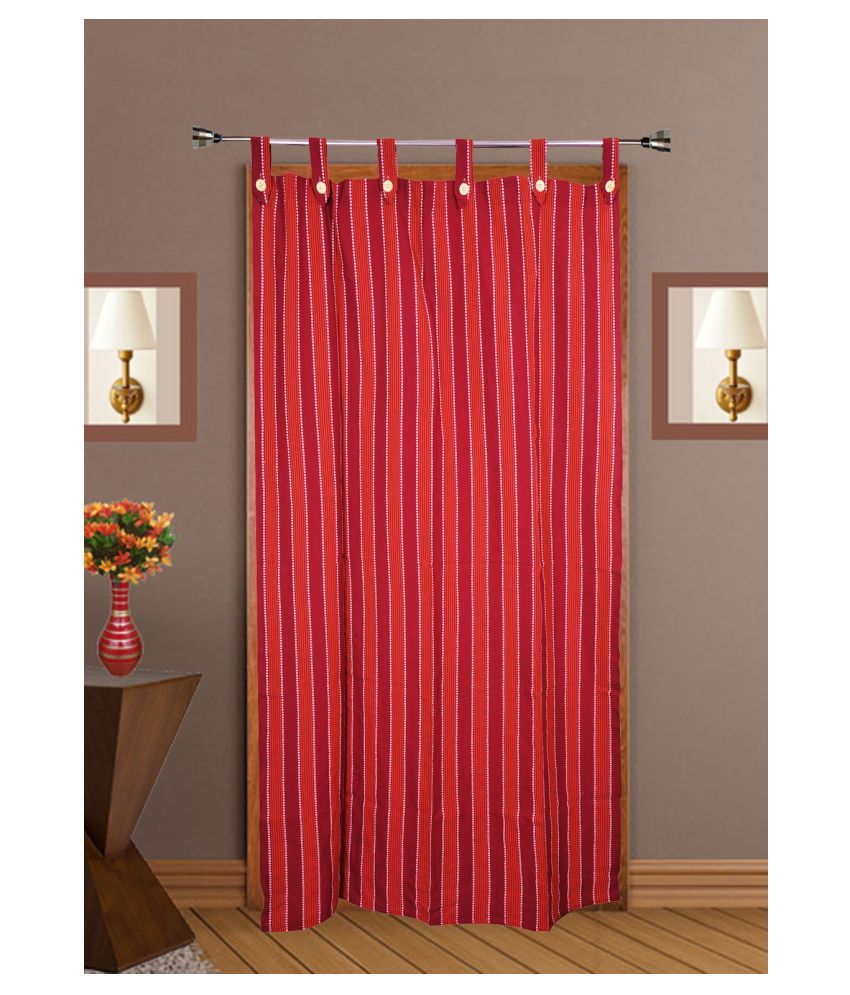     			HOMEFLY Vertical Striped Room Darkening Loop Curtain 6.5 ft ( Pack of 1 ) - Red