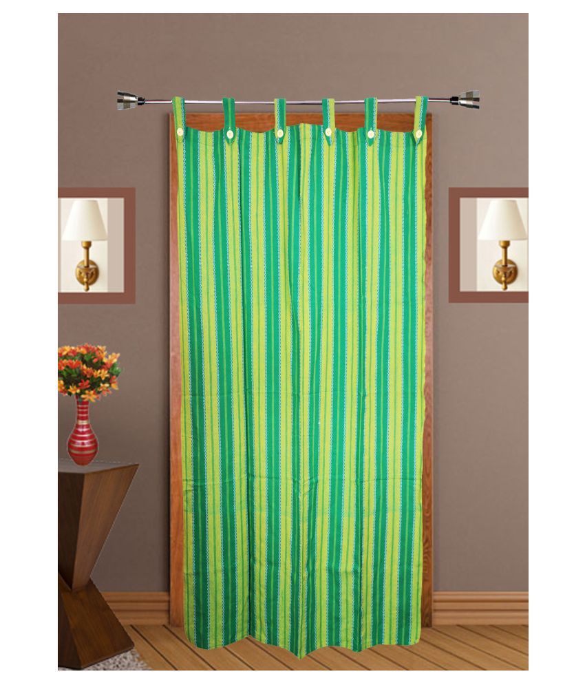     			HOMEFLY Vertical Striped Room Darkening Loop Curtain 6.5 ft ( Pack of 1 ) - Green