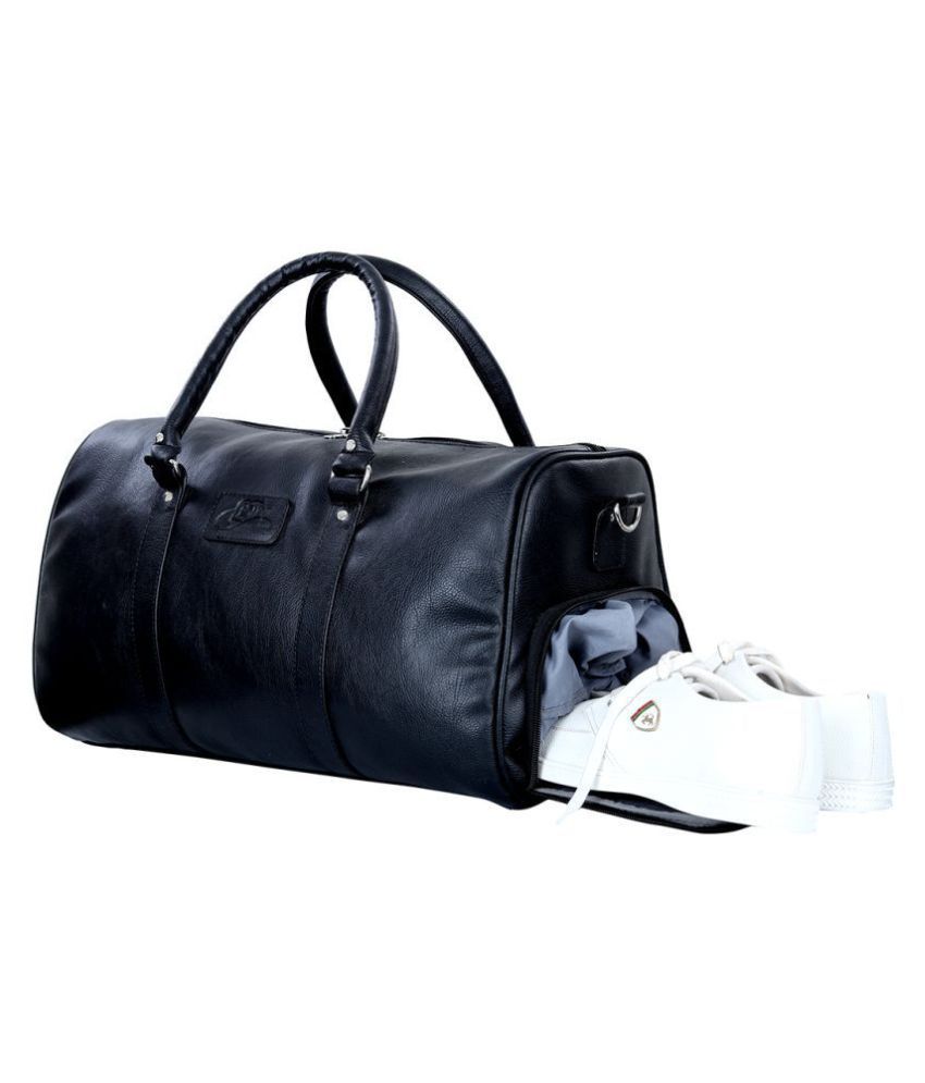    			Leather World Black Solid L Duffle Travel Bag