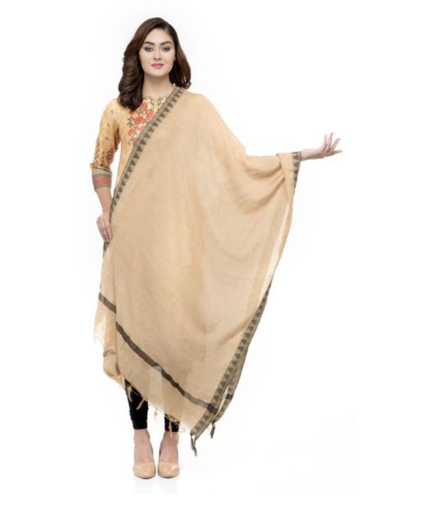     			A R Silk Gold Cotton Self Dupatta