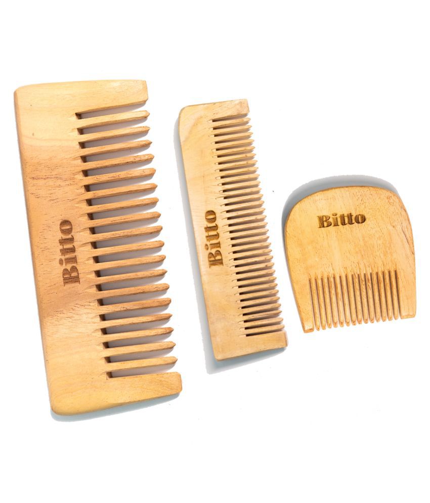     			Bitto Neem Wood Comb Detangling Pocket brush Pack of 3