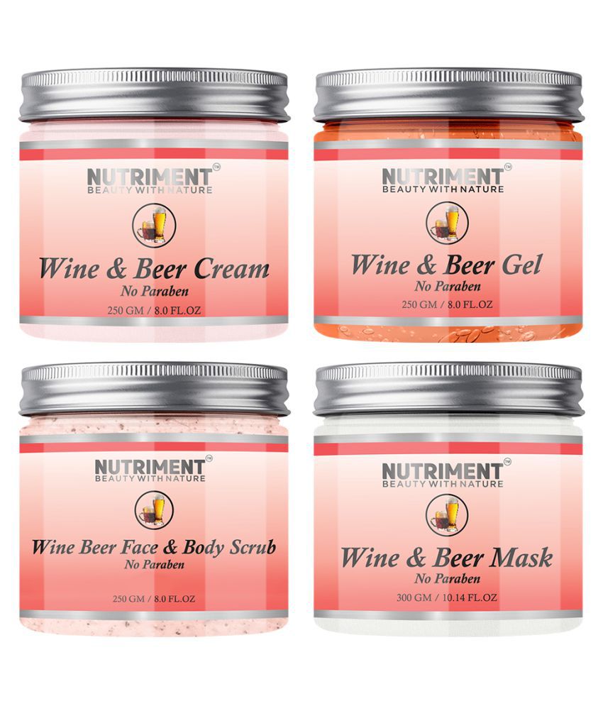 Nutriment Wine And Beer Scrub Gel Cream & Mask Facial Kit 300 g Pack of 4