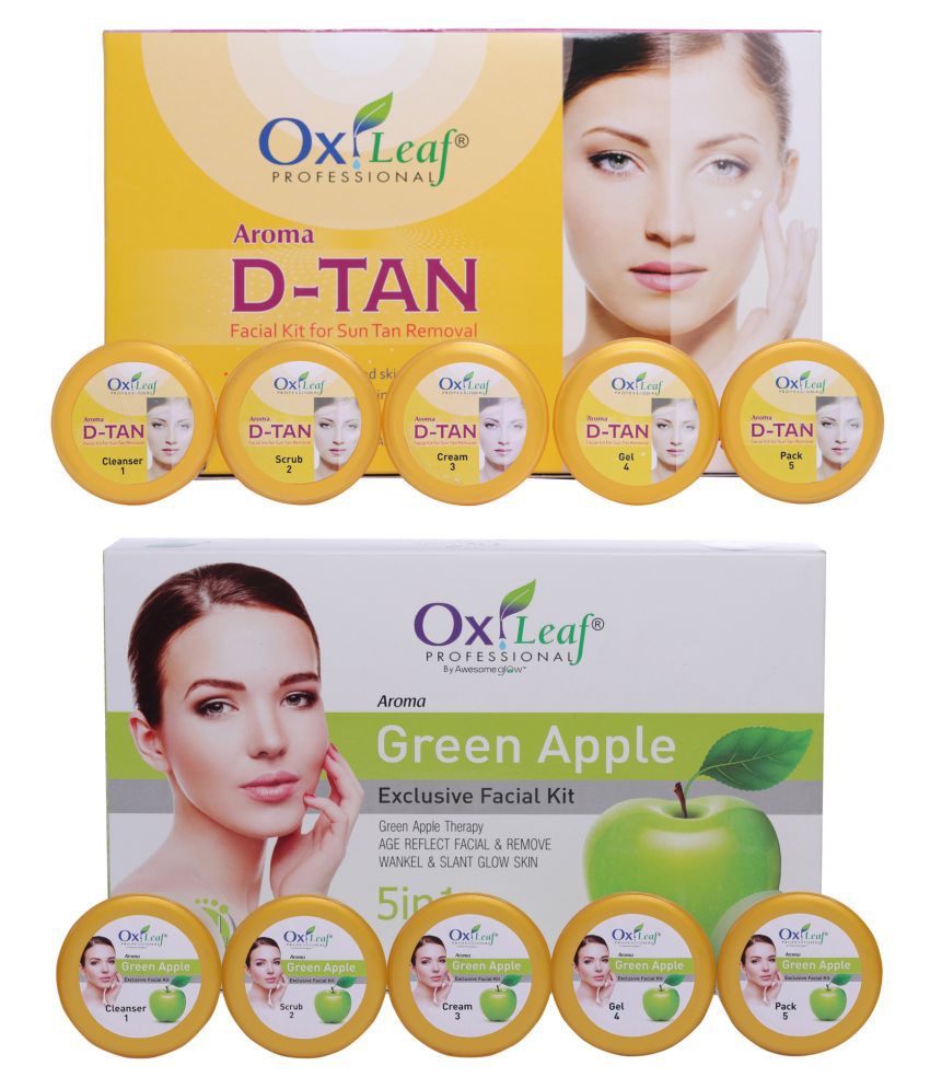    			Oxileaf D-Tan Sun-Tan Removal & Green Apple Facial Kit 1400 g Pack of 2
