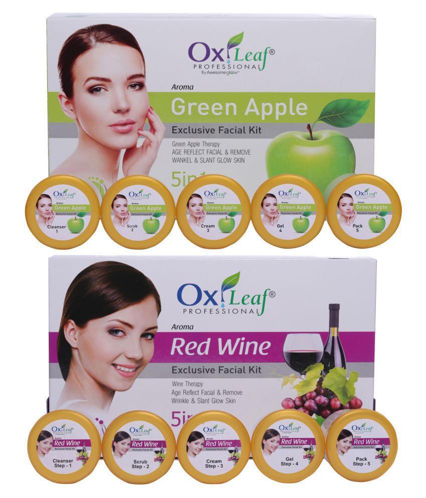     			Oxileaf Red Wine & Green Apple Facial Kit 1400 g Pack of 2