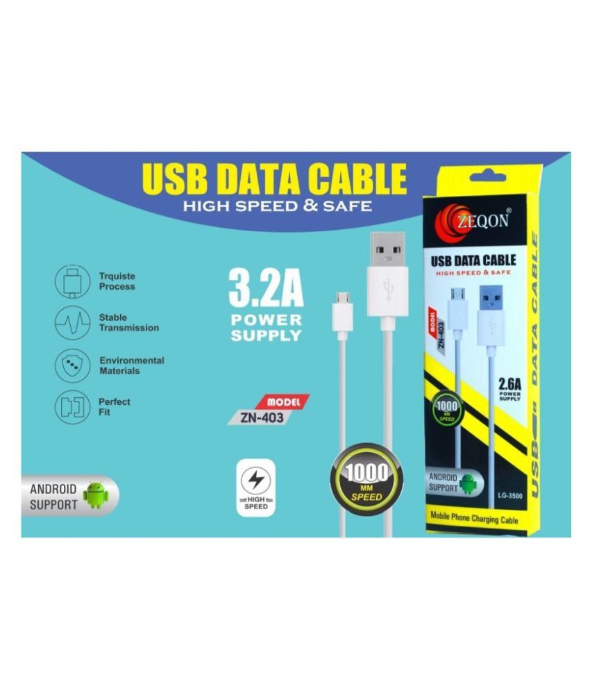 Zeqon USB Data Cable White 1 Meter All Cables Online at Low Prices