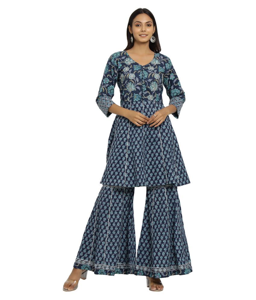 DURVI Cotton Kurti With Sharara And Gharara Stitched Suit Buy DURVI