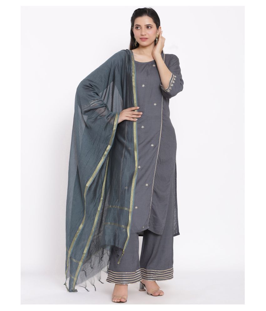     			SAART BUNAAI Rayon Kurti With Palazzo - Stitched Suit