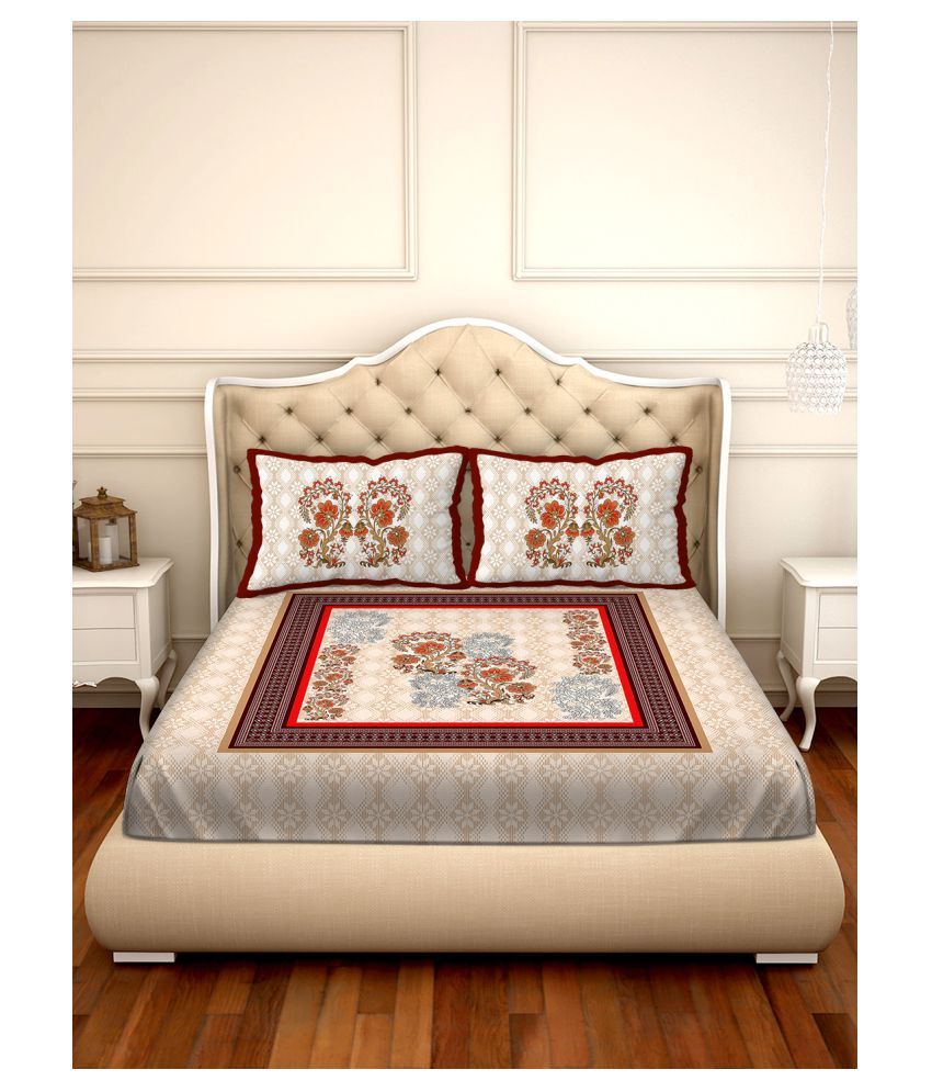 Bella Casa Cotton Double Bedsheet with 2 Pillow Covers ( 274 cm x 274