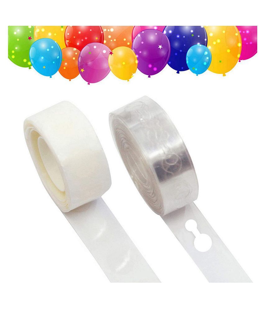 RTB Enterprises Balloon Arch Tape with Glue Dots Roll, 100 Glue Dots Roll, 16 Feet Balloon Garland for Balloon Arch Birthday Party Decoration, Celebration - Pack of 2 Units