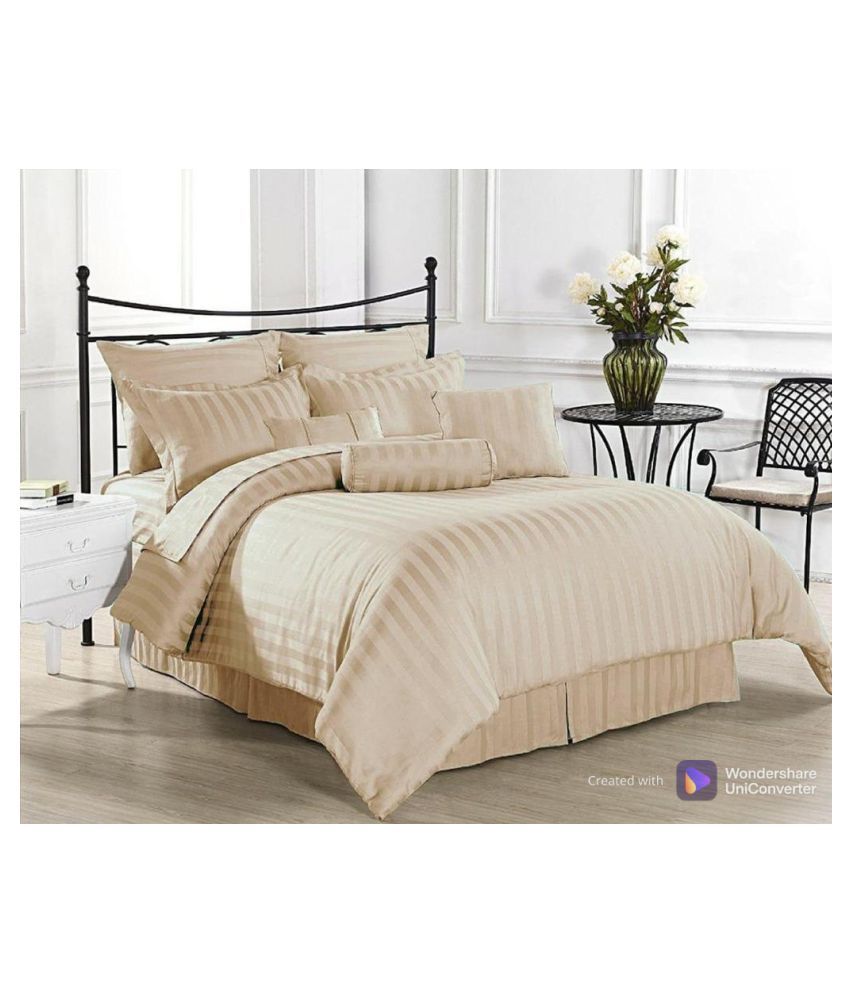 sai traders Queen Cotton Beige Plain Bedding Set Set of 3 Buy sai