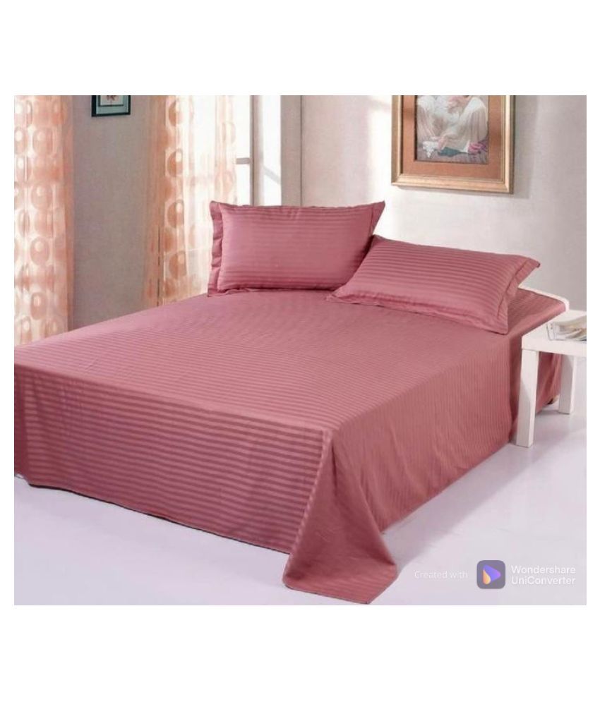 sai traders Queen Cotton Pink Plain Bedding Set Set of 3 Buy sai