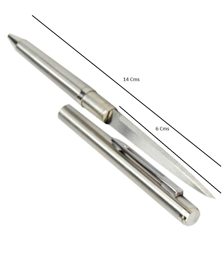 Multi Utility Pen For Kitchen,Fishing,Outdoor,Camping,Hiking,Hunting,Survival-Silver(Length-14 cms,Blade length-6 Cms)