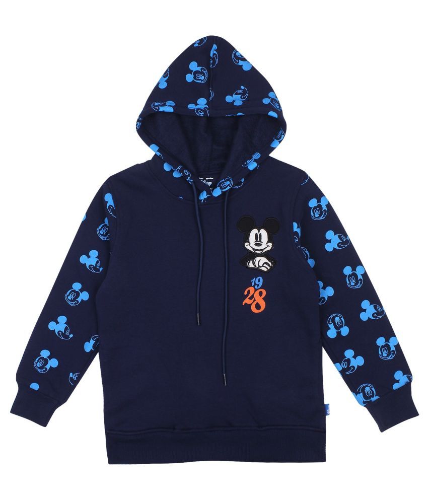     			Proteens Boys Navy Blue Printed Hooded Sweatshirt