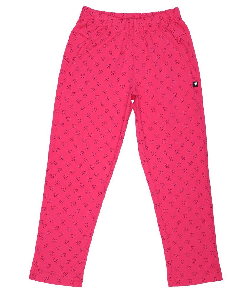     			Proteens Girls Fuchsia 2 side pockets Printed Trackpants