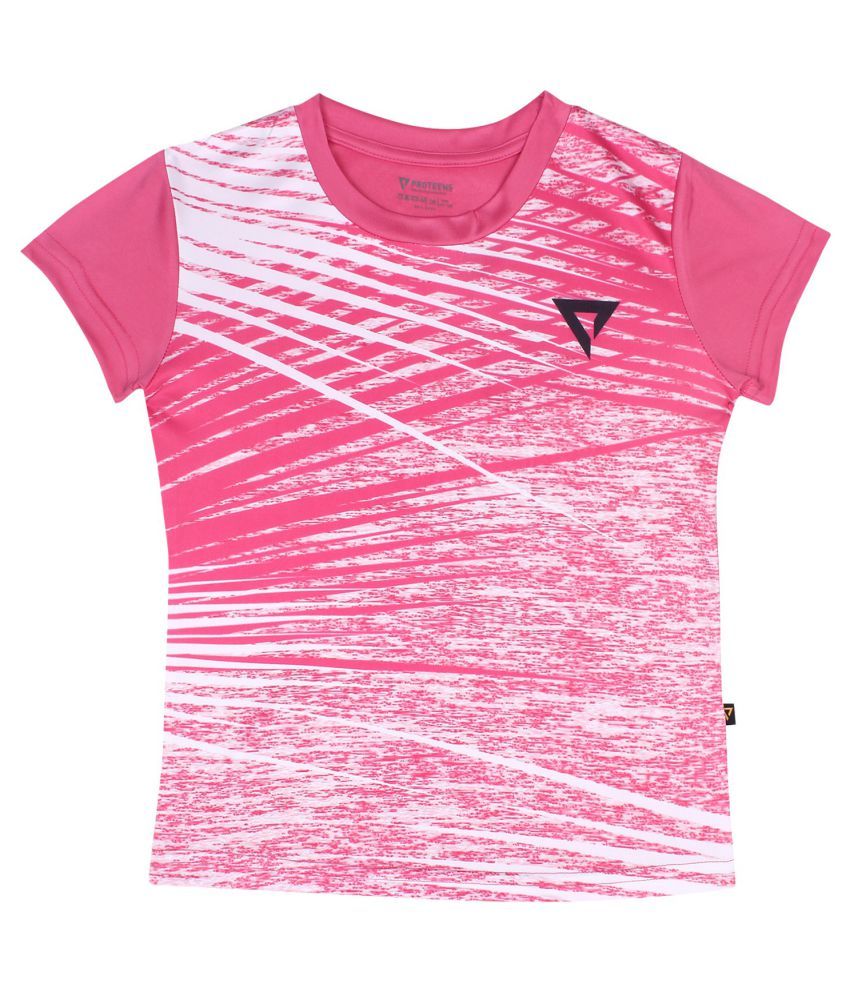     			Proteens Girls Pink Printed Round Neck Tshirts