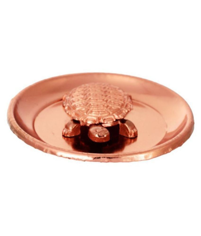     			KESAR ZEMS Copper Plated Wish Fulfilling Tortoise Figurine with Plate (6.5 x 6.5  x 0.5 cm, Copper, Pack of 2)