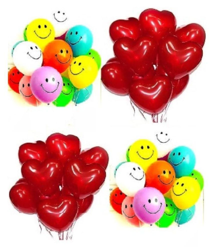     			GNGS Red Heart and Coloured Smiley Party Decoration Balloons (Pack of 30 Pcs)