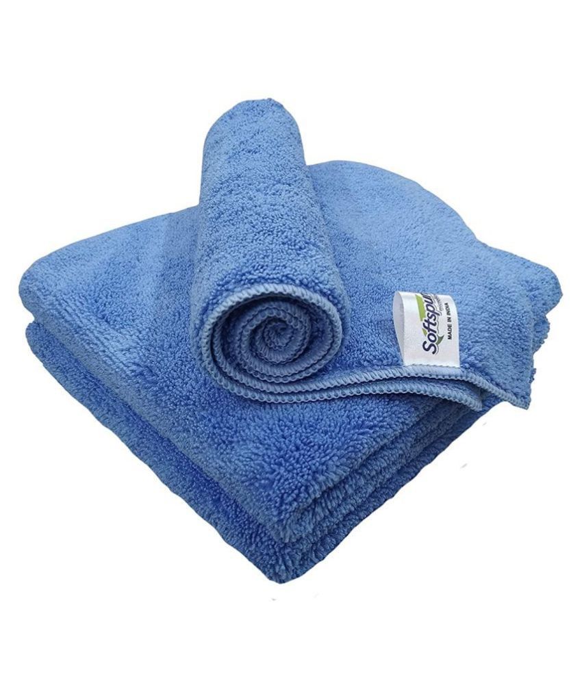 SOFTSPUN Microfiber High Loop Cleaning Cloths, 40x60 cms 3 pcs Towel Set 380 GSM (Sky Blue). Thick Lint & Streak-Free Multipurpose Cloths.