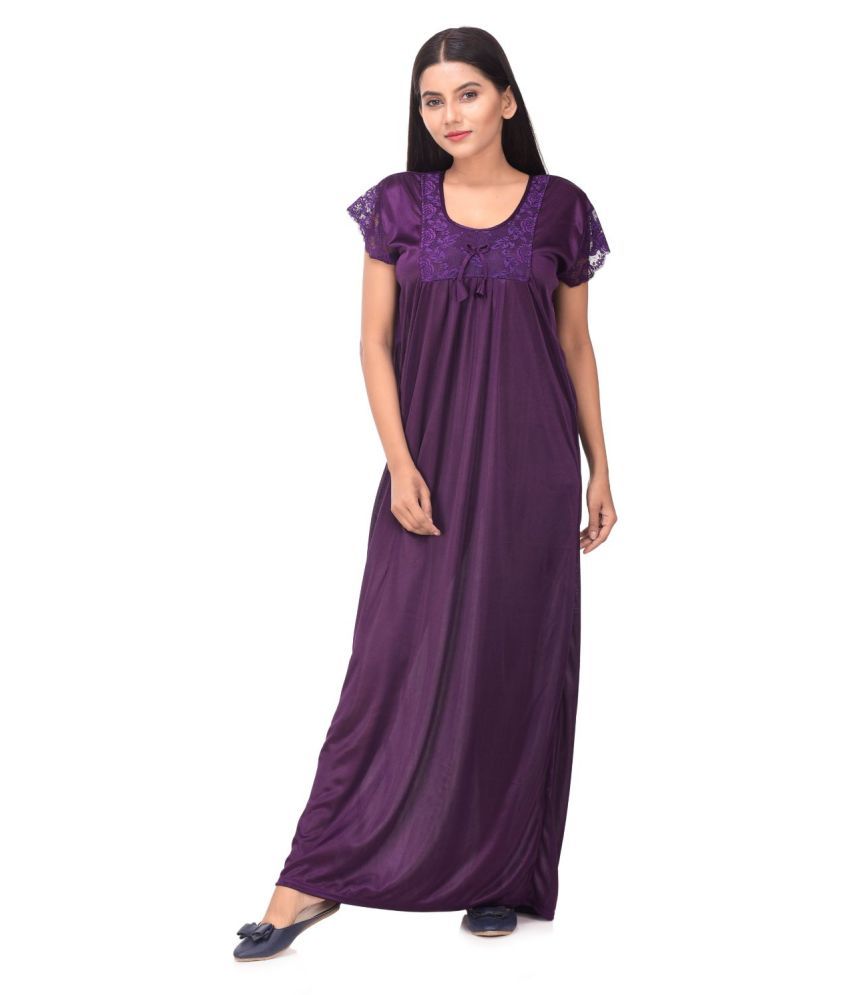     			Apratim Satin Nighty & Night Gowns - Purple