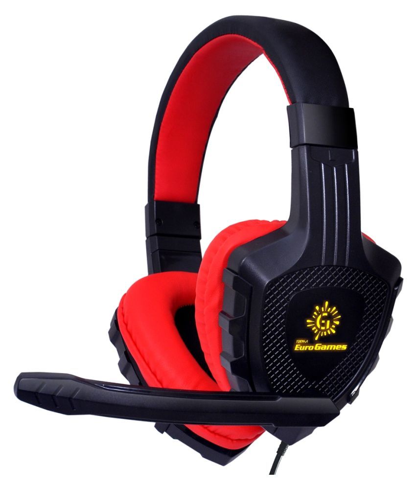 RPM Euro Games Gaming Headphone 4D Over Ear Headset with Mic Red