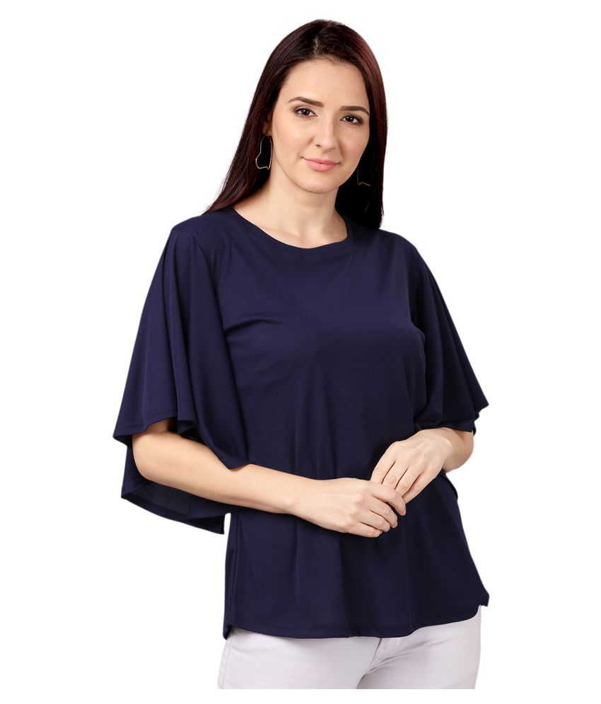 Wedani Polyester Regular Tops - Navy 