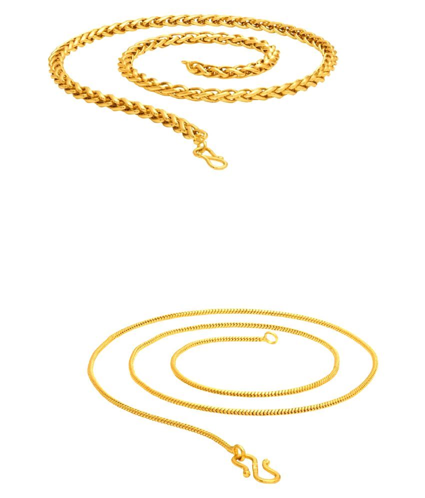     			KRIMO Gold Plated Mens Women Necklace Chain combo-100318