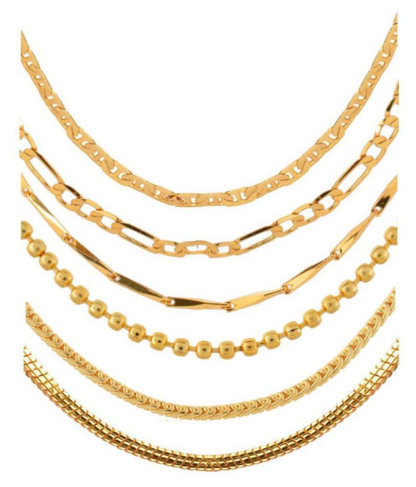     			AanyaCentric Combo of Six Gold Plated 22 inches long Fashion Jewellery Necklace Neck Chains for Men/Women/Girls/Boys
