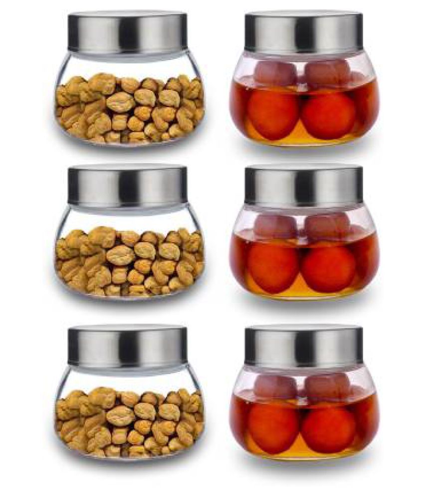     			CROCO JAR Glass Transparent Spice Container ( Set of 6 )