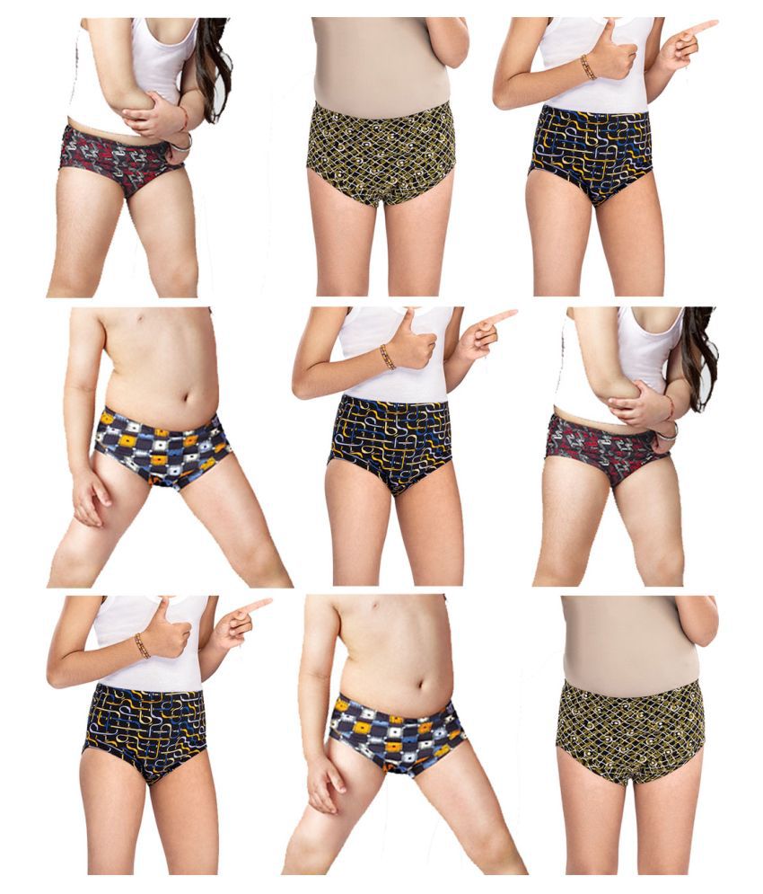     			Dixcy Crazy Cotton Printed Multicolour Jetty/Panty/Underwear/ for Kids/Boys/Girls - Pack of 9