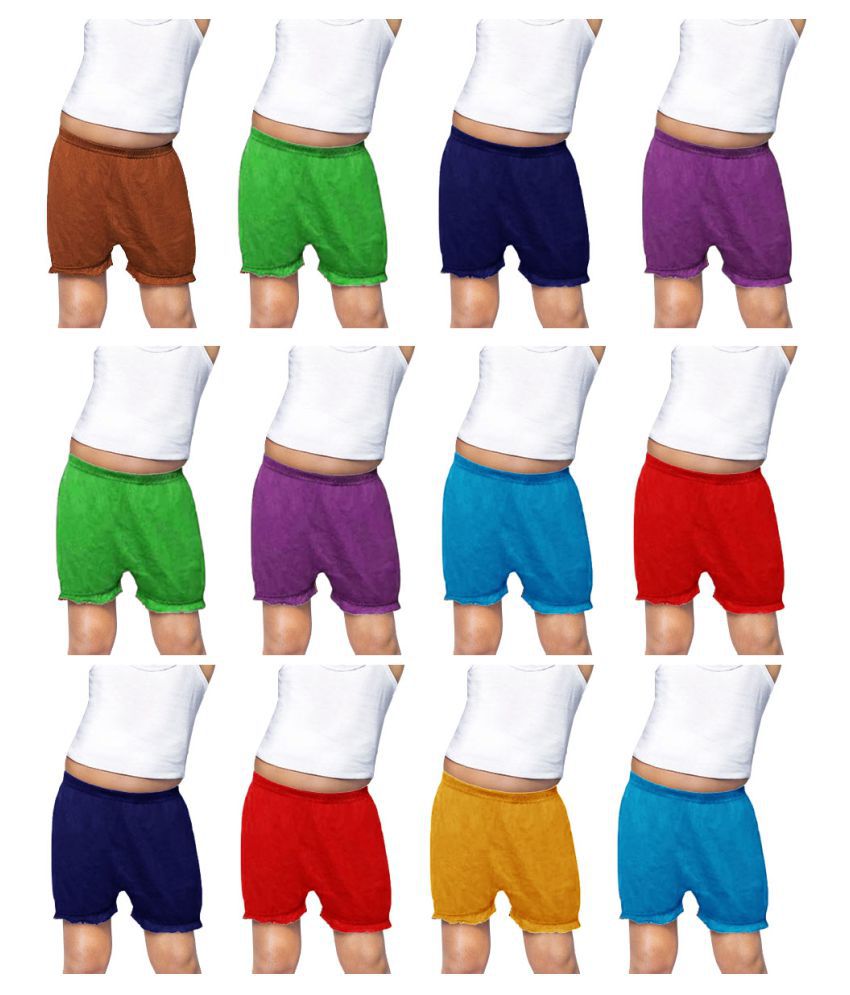     			Dixcy Josh Cotton Plain Multicolour Inner Bloomers for Kids/Boys/Girls - Pack of 12