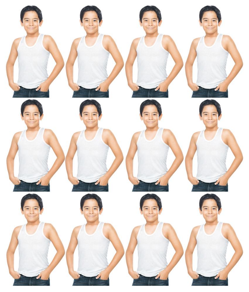     			Dixcy Scott Clasz Cotton White Sleeveless Vests for Kids/Boys - Pack of 12