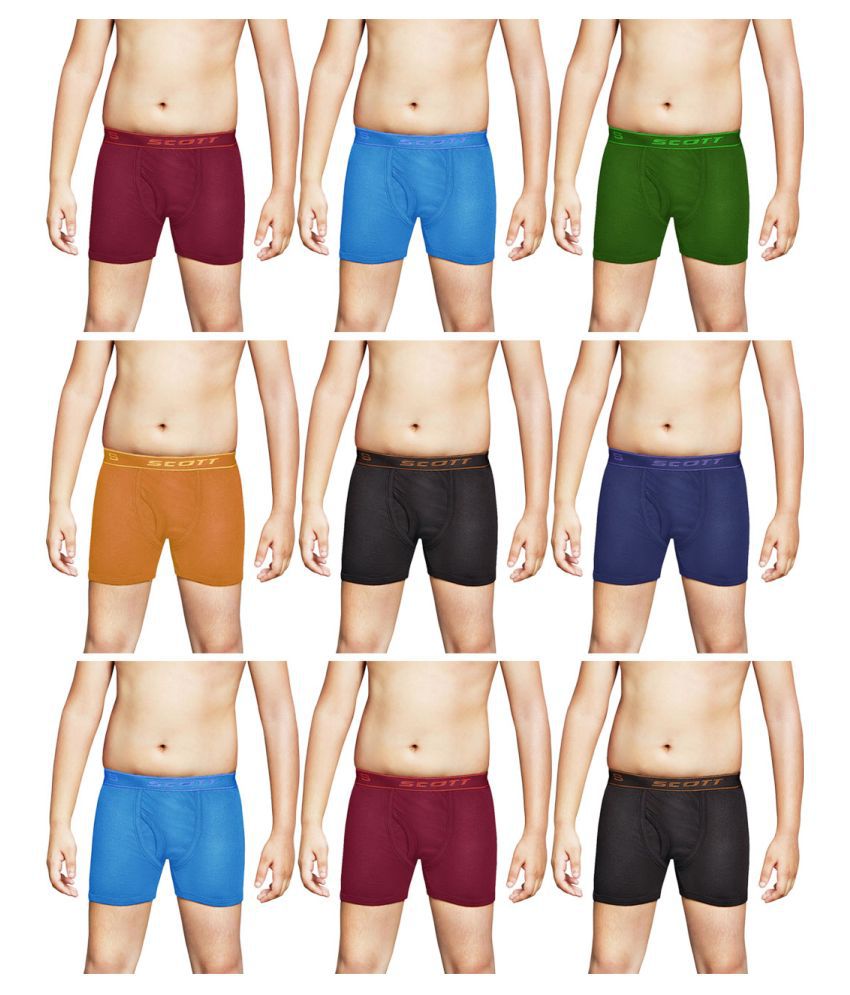     			Dixcy Scott Cross Cotton Solid/Plain Multicolour Trunk/Bloomer/Underwear/ for Kids/Boys/Girls - Pack of 9