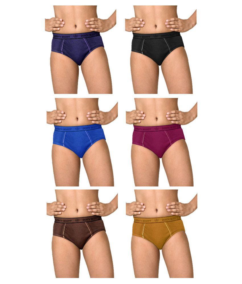     			Dixcy Scott Replay Cotton Solid/Plain Multicolour Brief/Underwear/ for Kids/Boys - Pack of 6