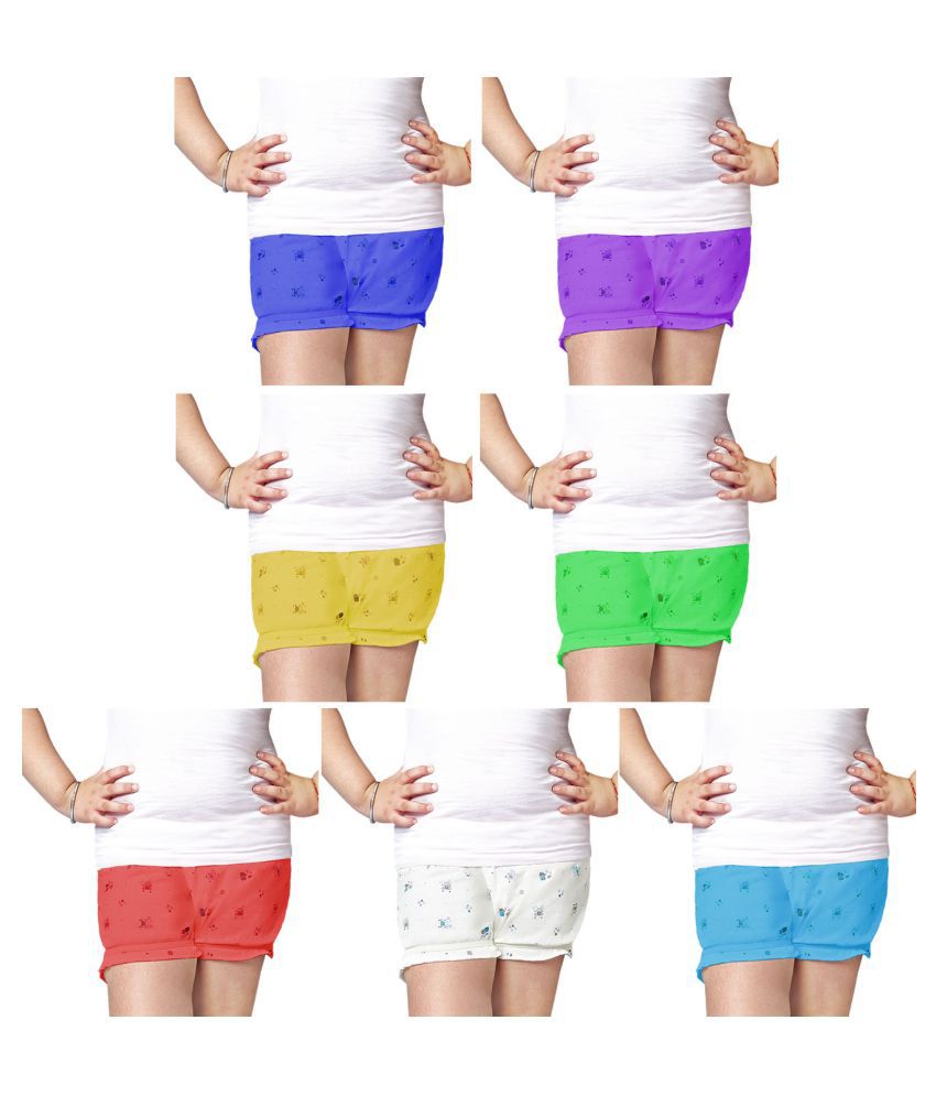 Dixcy Slimz Priya Cotton Printed Multicolour Bloomers for Kids/Boys/Girls - Pack of 7