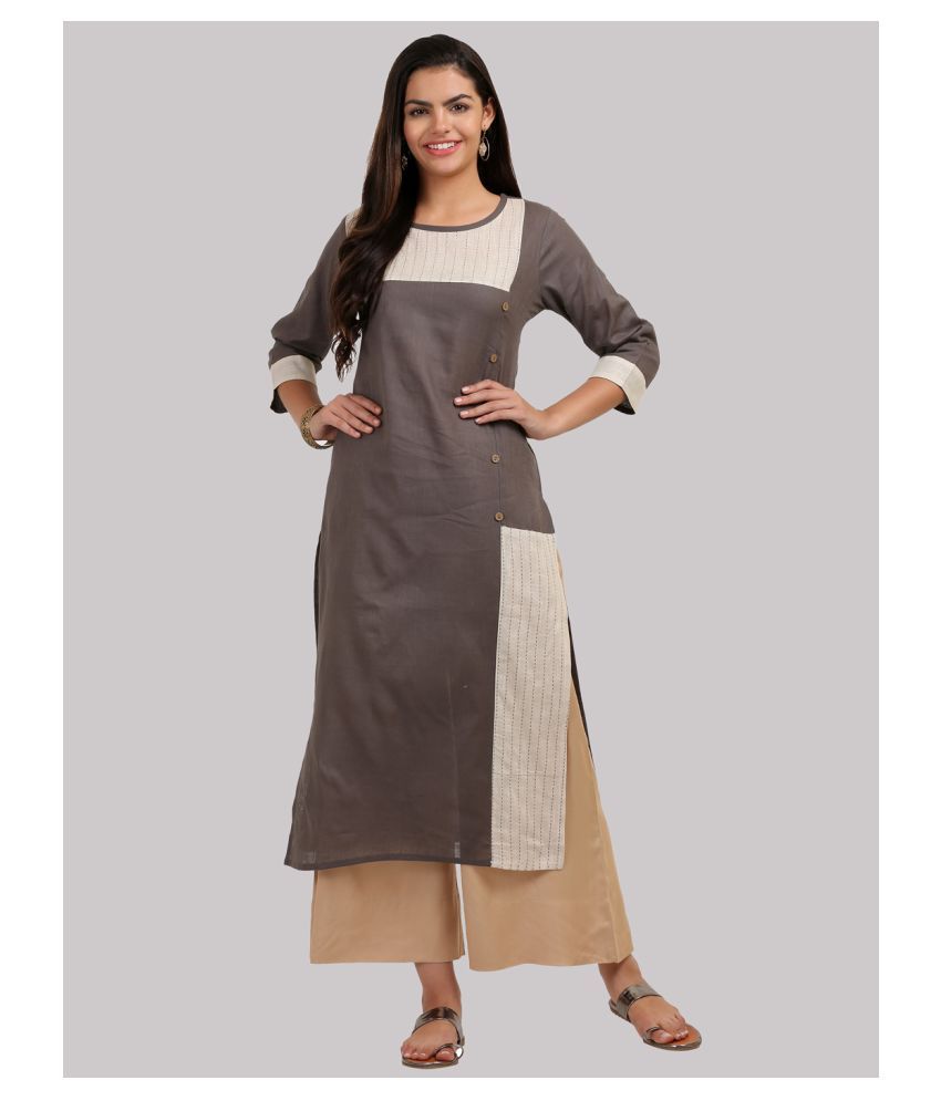     			KSUT Brown Cotton Straight Kurti