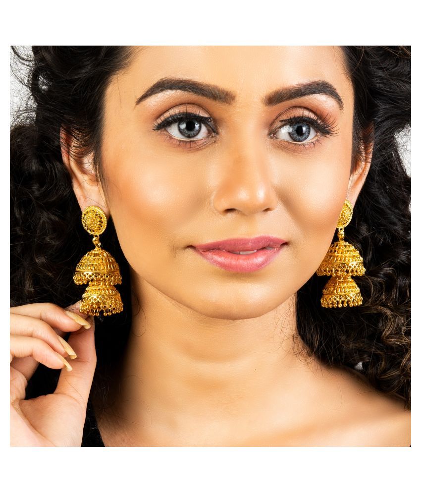 double step jhumka gold