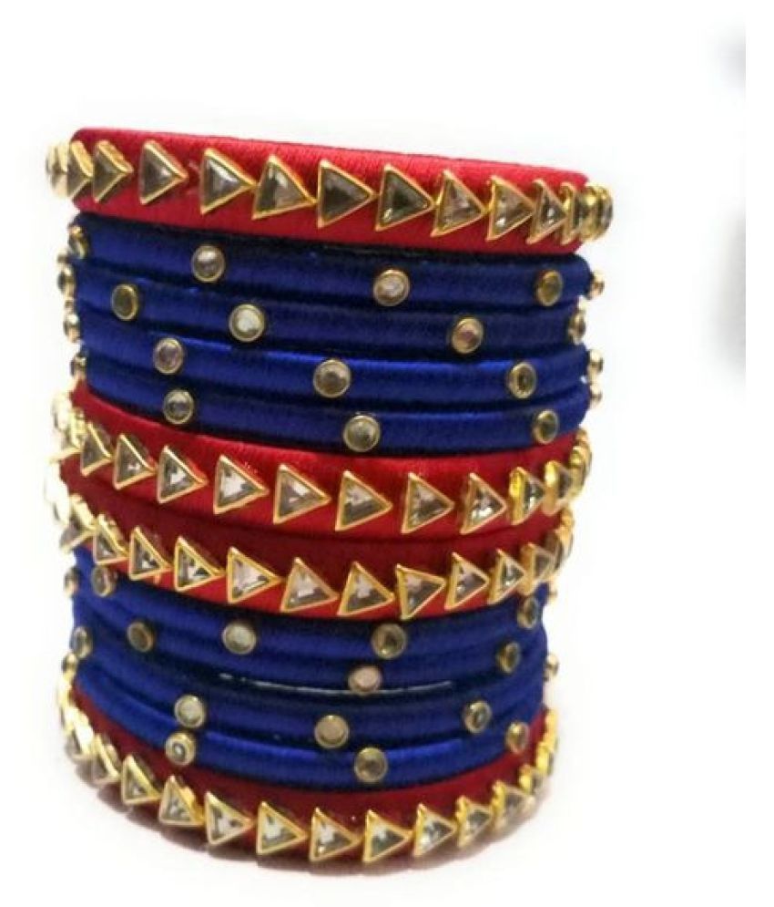 red and blue silk thread bangles