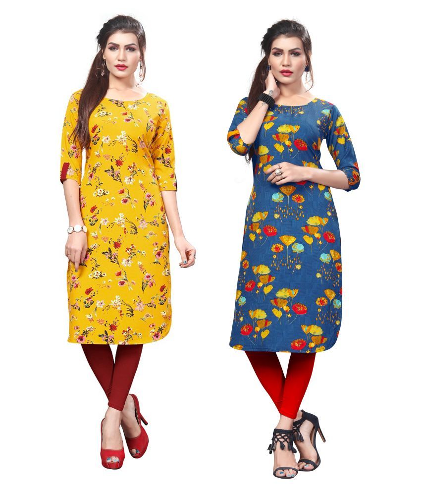     			HivaTrendz - Multicolor Crepe Women's Straight Kurti ( Pack of 1 )