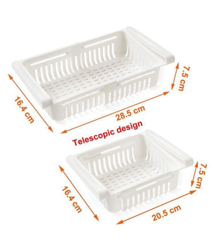 Veer's Kitchen 4 PCs Expandable Adjustable Fridge Storage Basket Under