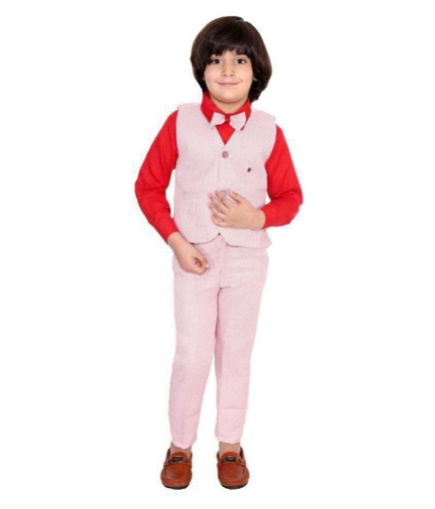     			Fourfolds Pack of 1 Boys Cotton Blend Shirt & Pants ( Red )