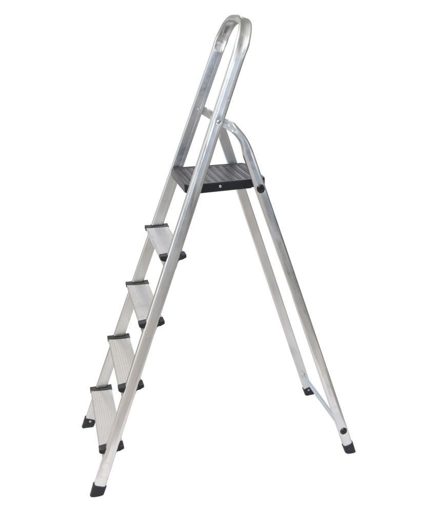 Haus Alchemy 5 Step Aluminium Ladders Heavy Duty Lightweight Folding ...