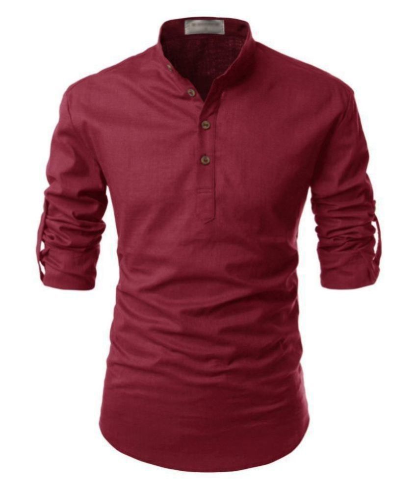 linen maroon shirt