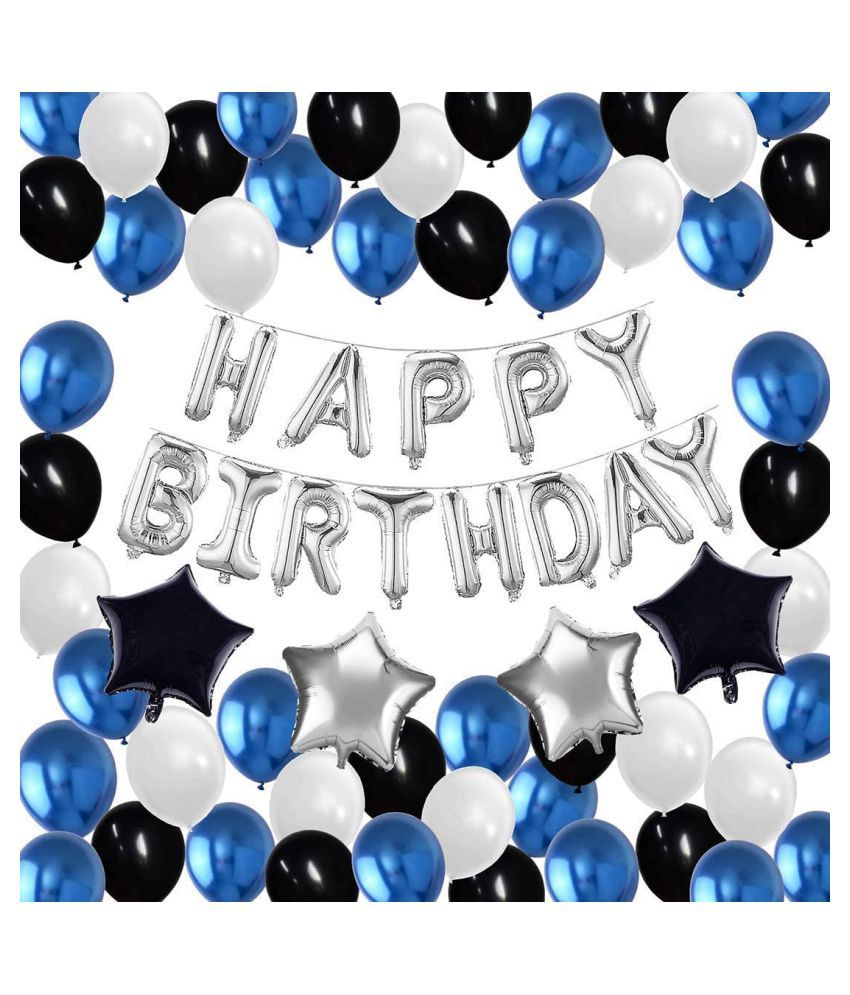     			ZYOZI Party Decoration Birthday Decorations/party Decoration Supplies with Happy Birthday Banner/Happy Birthday Balloons Decor, Perfect for Girls Boys Kids Women and Men/Blue Silver and Black (Pack of 43)