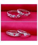 Silver Plated  Adjustable Couple Rings Set for lovers Solitaire for Men and Women 2 Pair