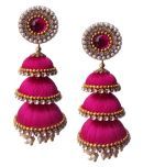 Three Step Stylist Silk Thread Jhumka Earrings For Women & Girls