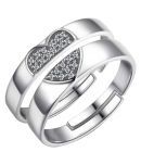 silver plated heart design with lovely and superior look adjustable couple ring for men and women.