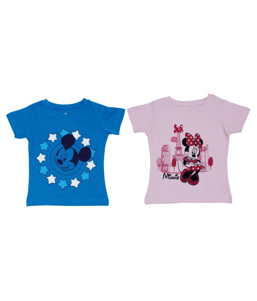     			Bodycare Infantwear Mickey & Minnie Printed Girls Half Sleeves T-Shirt Pack of 2