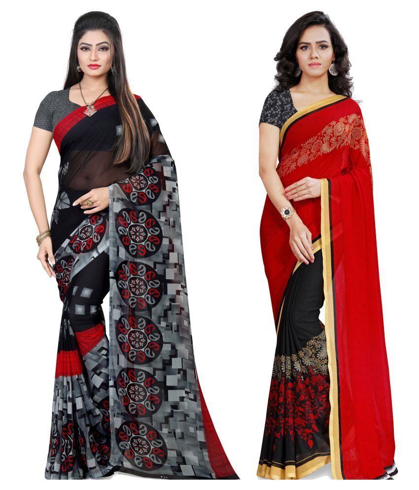     			ANAND SAREES - Multicolor Georgette Saree With Blouse Piece (Pack of 2)